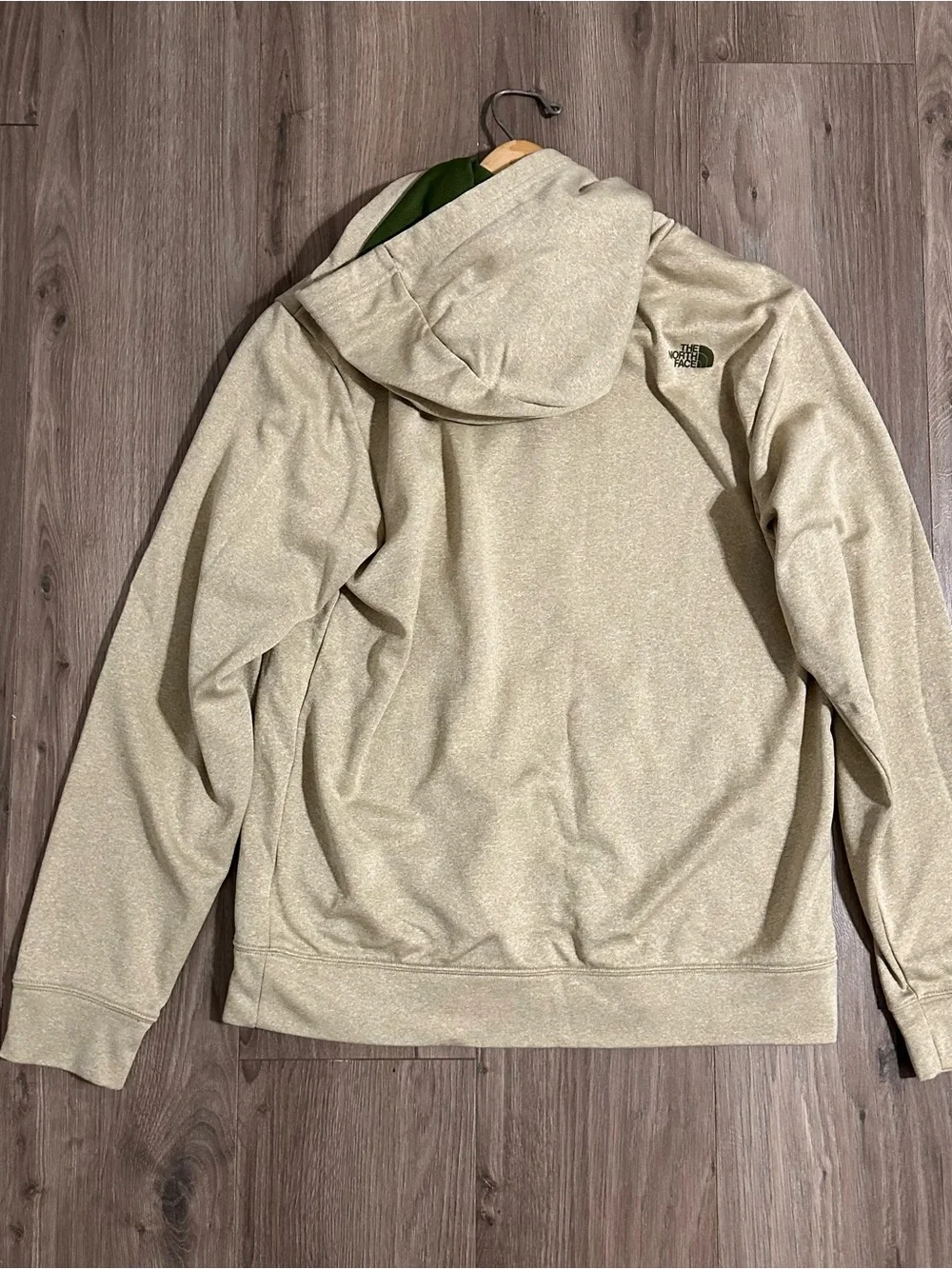 The North Face Tan Hoodie  Pullover  Green Logo NWOT